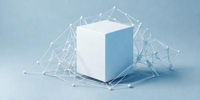 The primary subject of the image is a white cube, which is the main object, scene, or focus of the image. The setting is a blue background, which provides a contrasting color to the white cube. The visual style of the image is a digital art, illustration, or drawing, as it is a computer-generated or digitally created piece. The dominant colors in the image are white and blue, creating a clean and modern atmosphere.