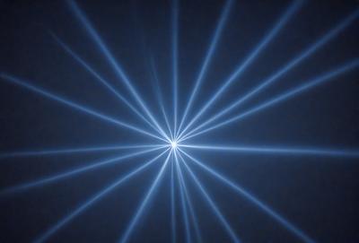 The primary subject of the image is a bright, blue, and white light source, which appears to be a star or a light bulb. The light source is surrounded by a blue background, giving the image a futuristic and space-like atmosphere. The visual style of the image is a combination of digital art and illustration, with the light source being the main focus of the composition. The colors and mood of the image are predominantly blue and white, creating a sense of depth and tranquility.