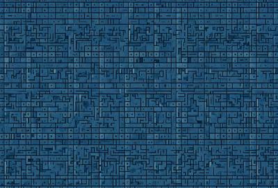 The primary subject of the image is a blue wall with a pattern of squares. The setting is a room with a blue background. The visual style is a digital art or illustration, creating a unique and intricate design. The dominant colors are blue and white, giving the wall a clean and modern appearance. The overall atmosphere is calm and visually appealing.