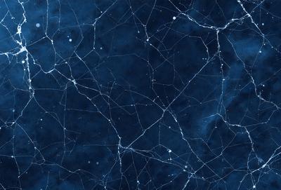 The primary subject of the image is a blue background with a pattern of white lines. The setting appears to be a space or a futuristic environment. The visual style is a combination of digital art and illustration, creating a unique and intriguing design. The dominant colors are blue and white, with the blue background and white lines creating a sense of depth and contrast. The overall atmosphere is one of mystery and intrigue, as the viewer is drawn into the pattern and the space it represents.