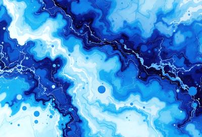 The primary subject of the image is a blue and white painting of a rocky landscape. The setting is a blue and white background, which adds to the overall visual style. The painting appears to be a digital art or illustration, showcasing the artist's skill in creating a realistic and detailed representation of the rocky terrain. The colors and mood of the painting are predominantly blue and white, giving it a serene and calming atmosphere.