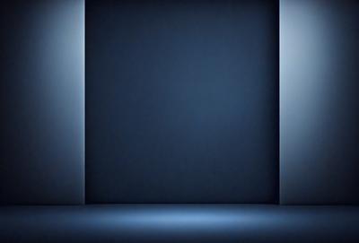 The primary subject of the image is a blue wall with a doorway. The setting is a dark room, and the visual style is a photo. The dominant colors are blue and black, creating a moody atmosphere.