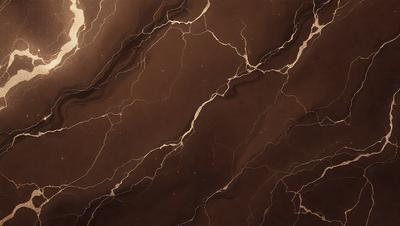 The primary subject of the image is a close-up of a marble countertop with a brown and gold color scheme. The setting is a kitchen or bathroom counter, and the visual style is a photo. The countertop has a patterned texture, and the colors evoke a warm and luxurious atmosphere.