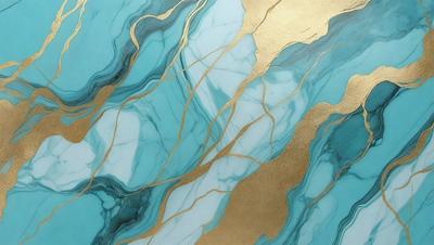 The primary subject of the image is a marble-like pattern with gold accents. The setting is a blue and white marble-like surface, which serves as the background. The visual style is a combination of digital art and illustration, creating a unique and eye-catching design. The dominant colors are blue and gold, giving the pattern a luxurious and elegant appearance.