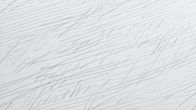 The primary subject of the image is a white sheet of paper with a series of black lines drawn on it. The setting is a white background, and the visual style appears to be a drawing or a pattern. The black lines create a sense of depth and contrast against the white paper, giving the image a somewhat moody atmosphere.