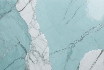 The primary subject of the image is a marble wall with a blue tint. The setting is a bathroom, and the visual style is a photo. The dominant colors are blue and white, creating a calm and soothing atmosphere.