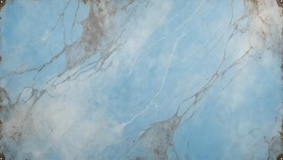 The primary subject of the image is a marble-like surface with a blue tint. The setting is a large, open space with a blue background. The visual style is a combination of a photo and digital art, creating a unique and intricate pattern. The colors and mood of the image are predominantly blue, giving it a calm and serene atmosphere.