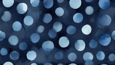 The primary subject of the image is a pattern of blue circles on a blue background. The setting is a dark blue background, which creates a moody atmosphere. The visual style is a combination of digital art and illustration, as the circles are arranged in a visually appealing manner. The dominant colors are blue, with the circles being the main focus, and the background being a darker shade of blue.