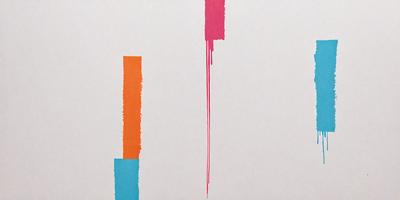 The primary subject of the image is a painting or drawing of a red line on a white background. The setting appears to be a canvas or paper, and the visual style suggests that it is a hand-drawn or hand-painted piece of art. The colors and mood of the image are predominantly white and red, creating a bold and striking visual effect.
