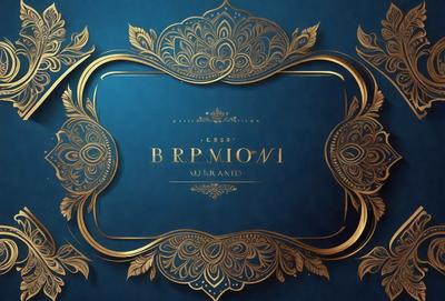 The primary subject of the image is a decorative frame with a blue background. The frame features a gold design and is adorned with a floral pattern. The setting is a blue background, which complements the gold and floral design of the frame. The visual style of the image is a combination of digital art and illustration, creating a unique and eye-catching design. The colors and mood of the image are predominantly blue and gold, giving it a sophisticated and elegant appearance.