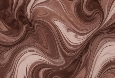 The primary subject of the image is a close-up of a brown and white marbled pattern. The setting is a wooden surface, possibly a table or a counter. The visual style appears to be a combination of a photo and a digital art, illustration, or drawing. The dominant colors are brown and white, creating a warm and earthy atmosphere.