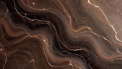 The primary subject of the image is a marble countertop with a unique and intricate pattern. The setting is a kitchen, and the visual style is a close-up of the marble countertop. The colors and mood of the image are predominantly dark, with the marble countertop being the main focus.