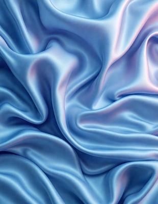 The primary subject of the image is a blue fabric with a flowing pattern. The setting is a blue background, and the visual style appears to be a digital art or illustration. The dominant colors are blue and purple, creating a calm and soothing atmosphere.