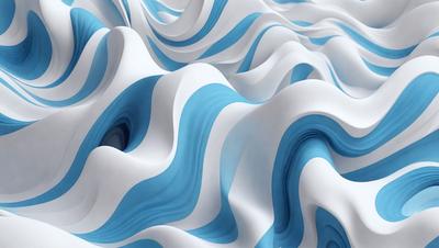 The primary subject of the image is a large, swirling, and colorful design, which appears to be a digital art or illustration. The design features a mix of blue and white colors, creating a visually striking and dynamic pattern. The setting or background of the image is a white surface, which provides a clean and uncluttered backdrop for the vibrant design. The visual style of the image suggests that it is a creative and artistic representation, rather than a photo or a simple pattern. Overall,