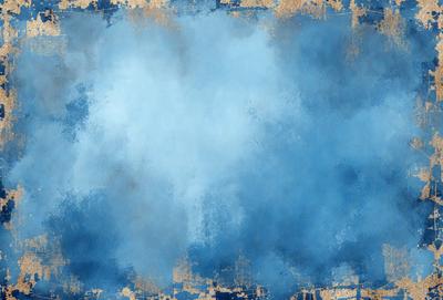 The primary subject of the image is a blue sky with clouds. The setting is a cloudy sky, and the visual style is a painting or drawing. The colors and mood of the image are predominantly blue, creating a calm and serene atmosphere.
