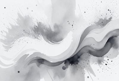 The primary subject of the image is a large wave, which is the main focus of the scene. The wave is depicted in a watercolor style, giving it a vibrant and dynamic appearance. The setting is a body of water, with the wave crashing against the surface. The visual style is a combination of artistic and natural elements, creating a captivating and visually appealing scene. The colors and mood of the image are predominantly blue and gray, which evoke a sense of calmness and tranqu