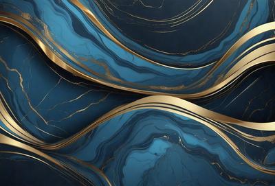 The primary subject of the image is a blue and gold marble wall. The setting is a room with a blue and gold marble wall, which serves as the background. The visual style is a photo of the marble wall, showcasing its intricate design and colors. The dominant colors are blue and gold, creating a luxurious and elegant atmosphere.