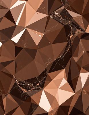 The primary subject of the image is a close-up of a brown and white geometric pattern, possibly a triangular or diamond shape. The setting is a brown and white patterned surface, which could be a wall or a piece of art. The visual style appears to be a combination of a photo and digital art, creating a unique and intriguing pattern. The dominant colors are brown and white, giving the image a warm and earthy tone.