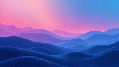 The primary subject of the image is a mountain range with a pink and blue sky in the background. The setting is a beautiful landscape with a mountain range in the distance. The visual style is a combination of photo and digital art, creating a stunning and vibrant scene. The colors and mood of the image are predominantly pink and blue, giving it a serene and calming atmosphere.