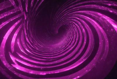 The primary subject of the image is a spiral pattern, which is a part of a purple and white design. The setting is a dark background, which contrasts with the bright colors of the spiral pattern. The visual style of the image is a combination of digital art and illustration, creating a unique and eye-catching design. The dominant colors in the image are purple and white, giving the overall atmosphere a sense of depth and intrigue.