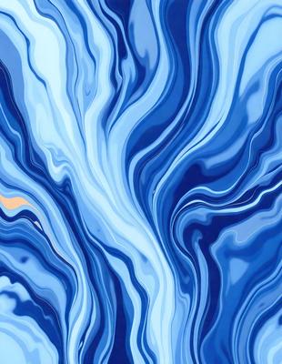 The primary subject of the image is a blue and white swirling pattern, which appears to be a digital art or illustration. The setting is a blue background, and the visual style is a combination of digital art and illustration. The dominant colors are blue and white, creating a calm and soothing atmosphere.