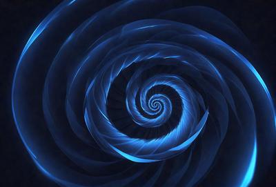 The primary subject of the image is a spiral pattern, which is the main object, scene, or focus of the image. The spiral pattern is set against a blue background, creating a visually striking contrast. The spiral pattern is depicted in a digital art style, giving it a modern and dynamic appearance. The overall atmosphere of the image is one of intrigue and fascination, as the viewer is drawn into the depths of the spiral pattern.