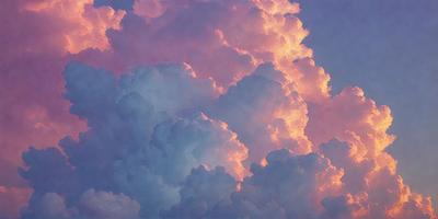The primary subject of the image is a cloudy sky with a pinkish hue. The setting is a sunset, creating a beautiful backdrop for the clouds. The visual style is a photo, capturing the natural beauty of the clouds and sky. The colors and mood of the image are warm and serene, with the pinkish hue adding a touch of tranquility to the scene.