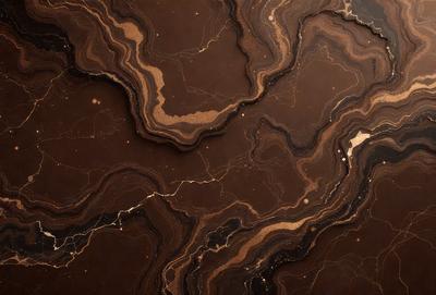 The primary subject of the image is a close-up of a marble surface with a pattern of gold streaks. The setting is a dark room, and the visual style appears to be a photo of the marble surface. The colors and mood of the image are dominated by the gold streaks and the dark room, creating a sense of depth and richness.