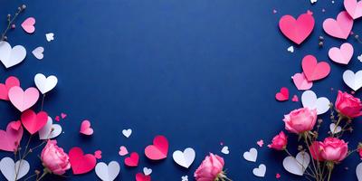 The primary subject of the image is a pink rose with a heart-shaped paper. The rose is placed on a blue surface, which serves as the setting or background. The visual style of the image is a combination of digital art and illustration, creating a unique and artistic representation of the rose and the heart-shaped paper. The colors in the image are predominantly pink and blue, giving the scene a warm and serene atmosphere.