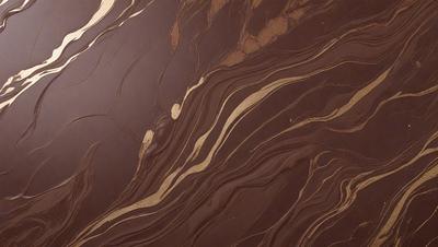 The primary subject of the image is a close-up of a brown and gold marbled surface, which appears to be a piece of wood or a marbled wall. The setting is a room with a brown and gold marbled wall, and the visual style is a close-up of the marbled surface. The colors and mood of the image are warm and rich, with the brown and gold tones creating a sense of luxury and sophistication.