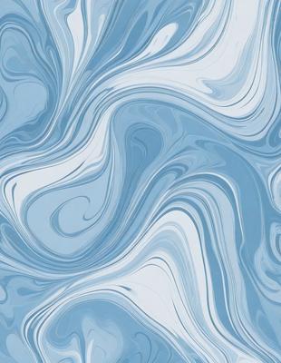 The primary subject of the image is a blue and white patterned surface, which appears to be a wallpaper or a textured wall. The setting is indoors, and the visual style is a combination of digital art and illustration. The dominant colors in the image are blue and white, creating a calm and soothing atmosphere.
