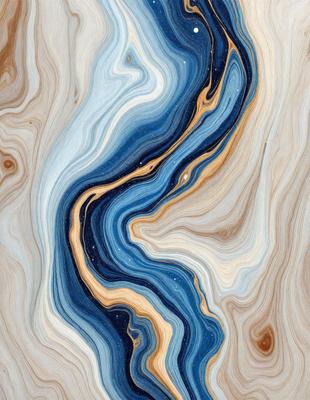 The primary subject of the image is a blue and yellow swirl pattern, which appears to be a part of a larger, intricate design. The setting is a wooden surface, possibly a table or a piece of artwork. The visual style of the image is a combination of photo and digital art, creating a unique and eye-catching pattern. The dominant colors in the image are blue and yellow, with the blue swirl contrasting against the yellow background. The overall atmosphere of the image is vibrant and captivating.