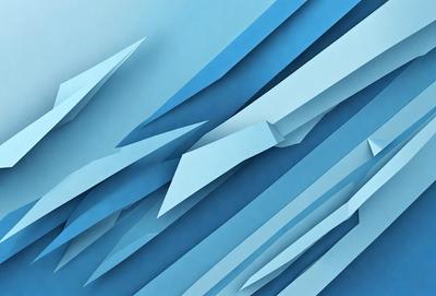 The primary subject of the image is a blue wall with a pattern of white triangles. The setting is a room with a blue background. The visual style is a digital art or illustration, creating a unique and interesting pattern on the wall. The dominant colors are blue and white, giving the image a calm and soothing atmosphere.