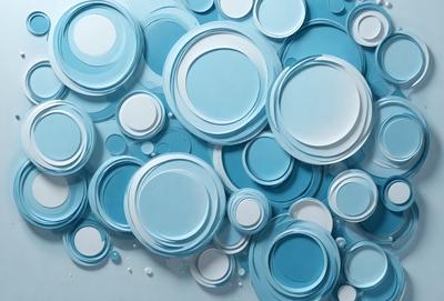 The primary subject of the image is a collection of blue and white circles, which are arranged in a visually appealing manner. The setting is a blue background, which adds to the overall mood of the image. The visual style is a combination of digital art and illustration, creating a unique and eye-catching pattern. The dominant colors are blue and white, which contribute to a calm and soothing atmosphere.