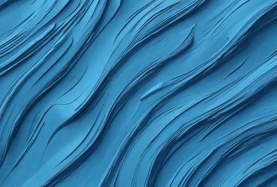 The primary subject of the image is a blue, wavy surface that resembles a wave or a ripple. The setting is a blue background, and the visual style appears to be a digital art or illustration. The dominant colors are blue and white, creating a calm and serene atmosphere.