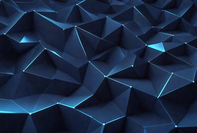 The primary subject of the image is a blue geometric pattern, which appears to be a digital art or illustration. The setting is a blue background, and the visual style is a combination of digital art and illustration. The dominant colors in the image are blue and white, creating a calm and serene atmosphere.