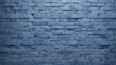 The primary subject of the image is a blue brick wall. The setting is a brick wall, and the visual style is a photo. The dominant colors are blue and white, creating a calm and serene atmosphere.