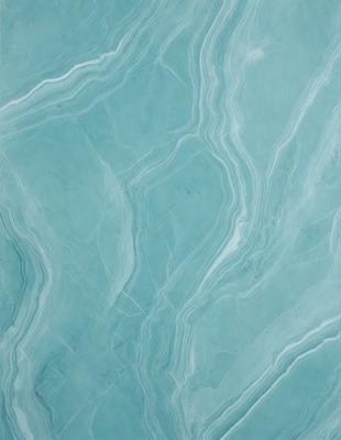The primary subject of the image is a blue marble tile with a pattern of swirls and waves. The setting is a bathroom, as indicated by the presence of the blue marble tile. The visual style is a close-up of the tile, showcasing its intricate design. The dominant colors are blue and white, creating a calm and soothing atmosphere.