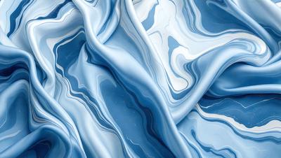 The primary subject of the image is a blue fabric, which appears to be a piece of cloth or a curtain. The setting is a blue background, which complements the blue fabric. The visual style of the image is digital art, as it is a computer-generated image. The dominant colors in the image are blue and white, creating a calm and serene atmosphere.