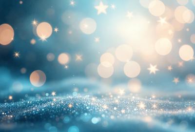 The primary subject of the image is a blue background with a pattern of white stars. The setting is a night sky, and the visual style is a digital art or illustration. The dominant colors are blue and white, creating a serene and peaceful atmosphere.