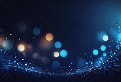 The primary subject of the image is a blue background with a pattern of blue lights. The setting is a dark room, and the visual style is digital art. The dominant colors are blue and white, creating a calm and serene atmosphere.