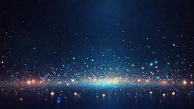 The primary subject of the image is a bright blue sky filled with stars. The setting is a dark background, which contrasts with the brightness of the stars. The visual style is a combination of a photo and digital art, creating a unique and captivating scene. The colors and mood of the image are predominantly blue and serene, with the stars adding a sense of wonder and depth to the scene.