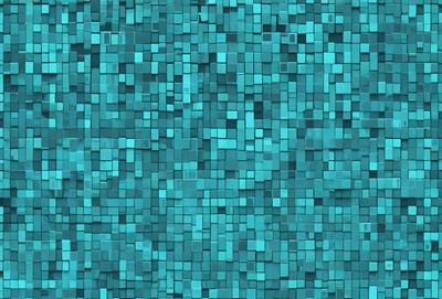 The primary subject of the image is a blue and white patterned surface, which appears to be a wall or a piece of artwork. The setting is a room with a blue background, and the visual style is a combination of digital art and illustration. The dominant colors are blue and white, creating a calm and soothing atmosphere.