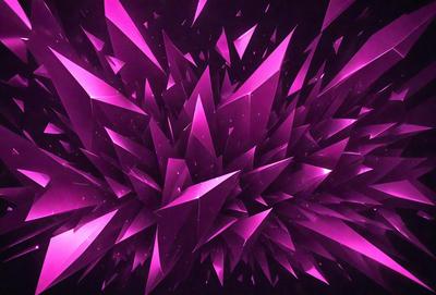 The primary subject of the image is a large, purple, geometric pattern. The setting is a dark, purple background that contrasts with the bright, geometric pattern. The visual style is a digital art or illustration, with a focus on the geometric shapes and their arrangement. The colors and mood of the image are predominantly purple, creating a sense of depth and intrigue.