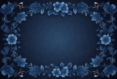 The primary subject of the image is a blue background with a floral pattern. The setting is a dark blue background, which creates a contrast with the floral pattern. The visual style is a combination of digital art and illustration, as the floral pattern is intricately designed and the background is a solid color. The colors and mood of the image are predominantly dark blue and blue, with a touch of white from the floral pattern, creating a calm and serene atmosphere.