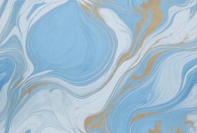 The primary subject of the image is a blue and white swirling pattern, which appears to be a wallpaper or a design on a wall. The setting is a room with a blue and white color scheme. The visual style is a combination of digital art and illustration, creating a unique and eye-catching pattern. The dominant colors are blue and white, giving the image a calming and soothing atmosphere.