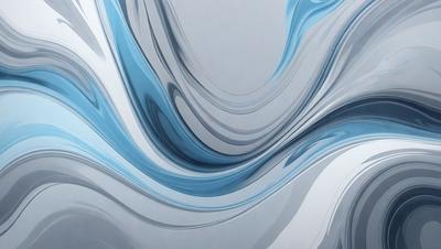 The primary subject of the image is a blue and white wave pattern. The setting is a gray background, which contrasts with the blue and white wave pattern. The visual style is a digital art or illustration, as the wave pattern appears to be a digital creation. The dominant colors are blue and white, creating a calm and soothing atmosphere.