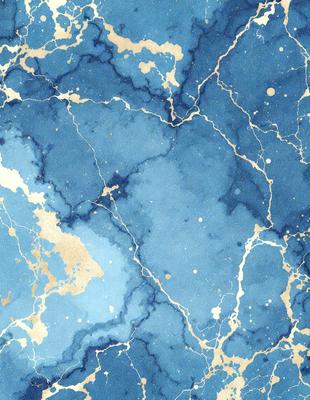 The primary subject of the image is a blue and gold mosaic pattern. The setting is a blue and gold wall, which serves as the backdrop for the pattern. The visual style is a combination of digital art and illustration, creating a unique and eye-catching design. The dominant colors in the image are blue and gold, giving the pattern a rich and luxurious appearance.