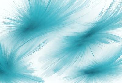 The primary subject of the image is a blue and white feather. The setting is a white background, and the visual style is a digital art or illustration. The dominant colors are blue and white, creating a calm and serene atmosphere.