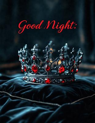 The primary subject of the image is a crown, which is the main object, scene, or focus of the image. The setting/background features a black cloth, which serves as the environment, backdrop, or surface visible in the image. The visual style of the image is a photo, as it is a real-life photograph of the crown. The colors and mood of the image are predominantly black and red, creating a bold and striking visual effect.